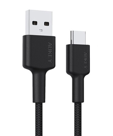 AUKEY CB-CA2 OEM kabel USB-C - USB-A 2m 60W PD 3A 20V FCP AFC nylonowy oplot czarny