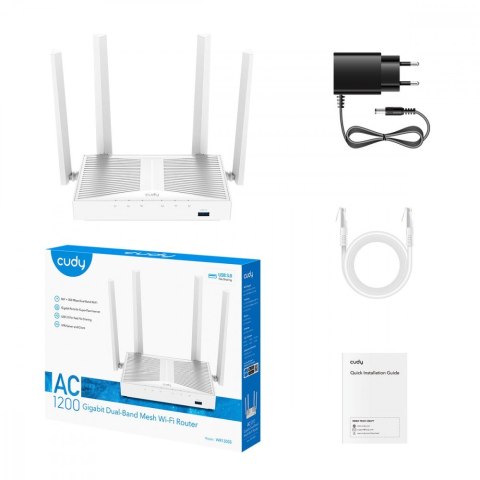 Cudy Router WR1300S Mesh Gigabit WiFi AC1200 z USB, 5 x 10/100/1000Mbps RJ45, 4 x 5dB