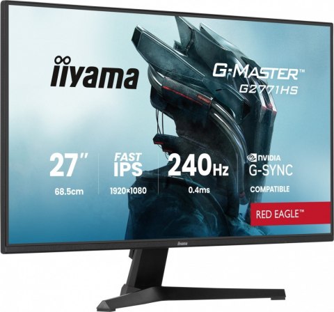 IIYAMA Monitor 27 cali G2771HS-B1 0.4ms,Fast IPS,DP,2xHDMI,240Hz,350cd, Adaptive G-SYNC - 1920 x 1080 @48-240Hz DisplayPort Only