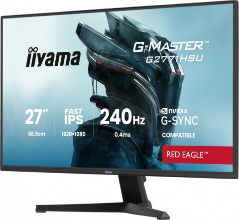 IIYAMA Monitor 27 cali G2771HSU-B1 0.4ms,Fast IPS,1xUSB 3.2, 1xUSB C, 240Hz, DP, 2xHDMI, Adaptive G-SYNC - 1920 x 1080 @48-240Hz 