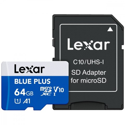 Lexar Karta pamięci microSD 64GB C10 A1 U3 V10 100MB/s Blue Plus