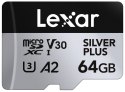Lexar Karta pamięci microSD 64GB C10 A2 U3 V30 205/100MB/s Silver Plus