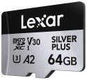 Lexar Karta pamięci microSD 64GB C10 A2 U3 V30 205/100MB/s Silver Plus