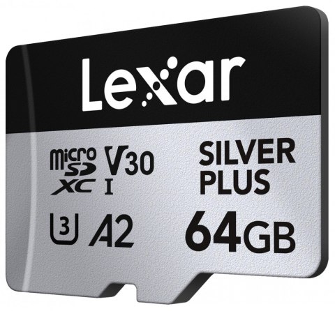 Lexar Karta pamięci microSD 64GB C10 A2 U3 V30 205/100MB/s Silver Plus