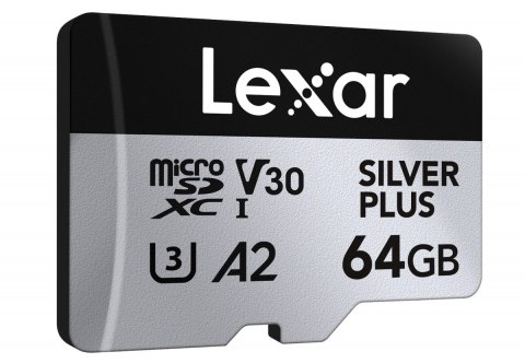 Lexar Karta pamięci microSD 64GB C10 A2 U3 V30 205/100MB/s Silver Plus