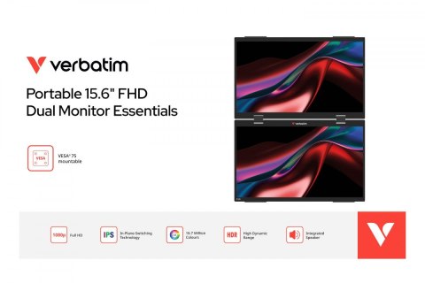 Verbatim Monitor dotykowy DUAL Essentialis 2x 15,6 Full HD 60Hz