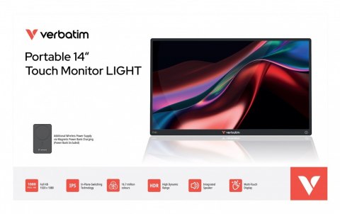 Verbatim Przenośny monitor dotykowy Light zasilany bezprzewodowo Full HD