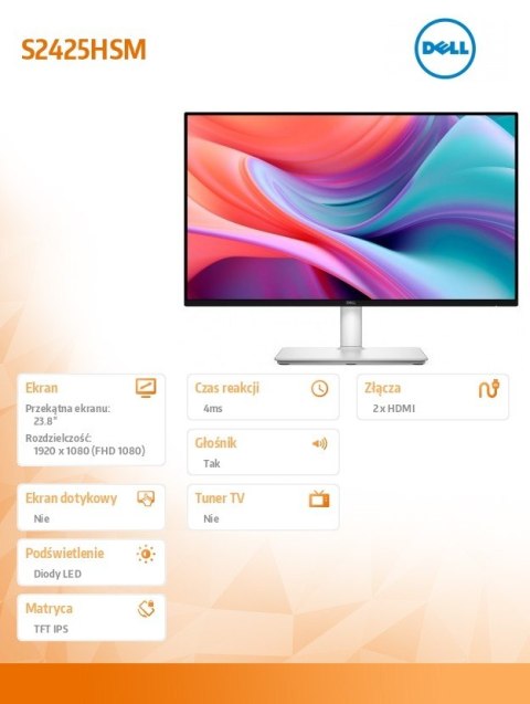 Dell Monitor S2425HSM 23.8 cala LED IPS/1920x1080/2X HDMI/3Y