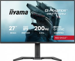 IIYAMA Monitor 27 cali GB2771QSU-B1 QHD,Fast IPS,200Hz,HAS (150) PIVOT,2xUSB 3.2,2xUSB C,0,5ms,2xHDMI,DP,350cd,Adaptive G-SYNC 1920x108