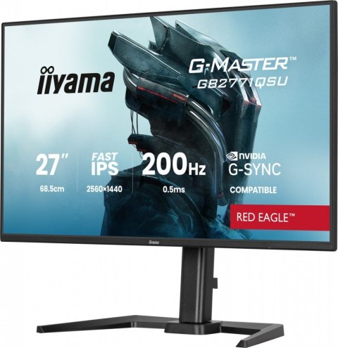 IIYAMA Monitor 27 cali GB2771QSU-B1 QHD,Fast IPS,200Hz,HAS (150) PIVOT,2xUSB 3.2,2xUSB C,0,5ms,2xHDMI,DP,350cd,Adaptive G-SYNC 1920x108