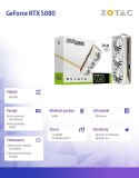 ZOTAC Karta graficzna GeForce RTX 5080 SOLID OC 16GB GDDR7 256bit 3DP/HDMI biała