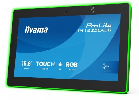 IIYAMA Monitor 16 cali TW1625LASC-B3PNR ANDROID 14,FHD,10PKT,450cd,2x2W, 4xUSB, 1xUSB-C,RJ45, MIC, RK3567, 4/32GB, LED lightbar, iiS
