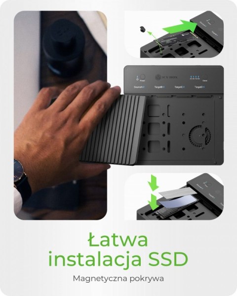 IcyBox Duplicator (klonowanie 1:3) dla NVMe M.2 SSD IB-4013MCL-C4 4-Bay USB4