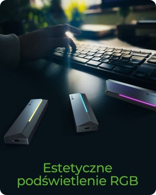 IcyBox Obudowa dysku IB-1826MCL-CU31 M.2 NVMe i SATA obudowa, RGB lighting, USB 3.2 Gen 2, 10 Gbps