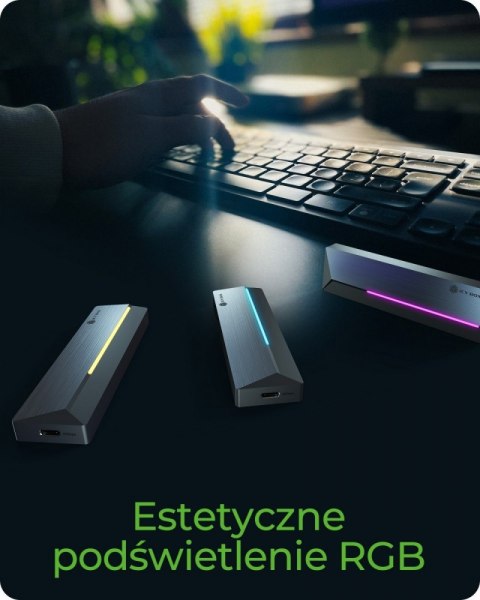 IcyBox Obudowa dysku IB-1826MCL-CU31 M.2 NVMe i SATA obudowa, RGB lighting, USB 3.2 Gen 2, 10 Gbps