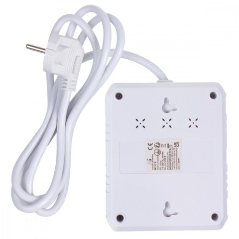 Maclean Listwa zasilająca 2 gniazda MCE387 W 3xUSB, 110-240V AC 50/60Hz, 2.1A max 2500W, 1.5m, biała