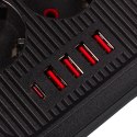 Maclean Listwa zasilająca MCE389 B 6 gniazd 4xUSB-A, 1xUSB-C 110-240V AC 50/60Hz, 2.1A max 2500W, czarna