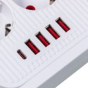 Maclean Listwa zasilająca MCE389 W 6 gniazd 4xUSB-A 1xUSB-C 110-240V, AC 50/60Hz, 2.1A max 2500W biała