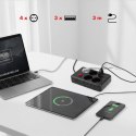 Maclean Listwa zasilająca MCE393 B 4 gniazda 3xUSB 110-240V AV 50/60Hz 1A max 2500W 3m czarna