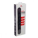 Maclean Listwa zasilająca MCE395 B 5 gniazd 3xUSB, 110-240V AC 50/60Hz, 2.1A max 2500W, czarna