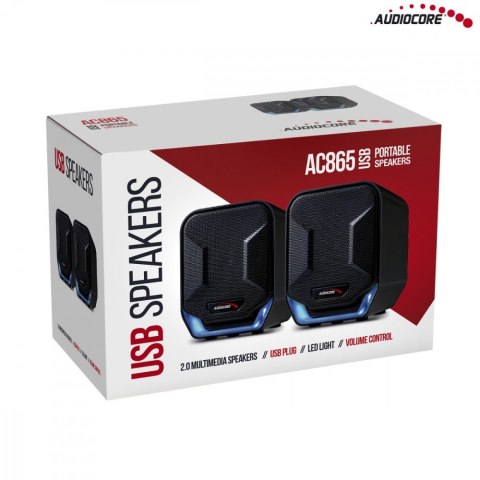 Audiocore Głośniki komputerowe 6W USB AC865B Czarno-niebieskie