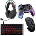 Czarny Zestaw Gamingowy Klawiatura Myszka Słuchawki Pad Prezent dla Gracza