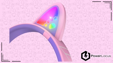 Słuchawki nauszne PowerLocus Bobo Cat bezprzewodowe fiolet LED dla dzieci