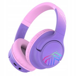 Słuchawki nauszne PowerLocus Bobo Cat bezprzewodowe fioletowe dla dzieci