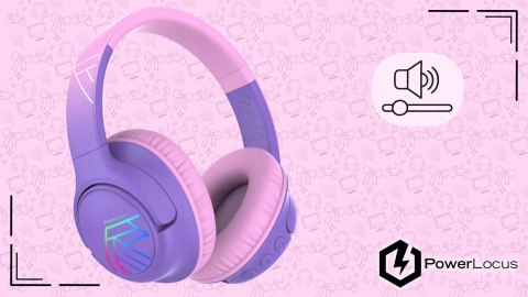 Słuchawki nauszne PowerLocus Bobo Cat bezprzewodowe fioletowe dla dzieci