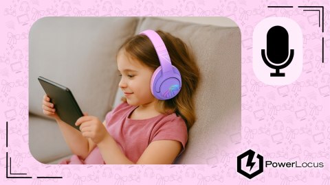 Słuchawki nauszne PowerLocus Bobo Cat bezprzewodowe fioletowe dla dzieci