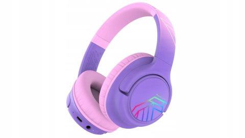 Słuchawki nauszne PowerLocus Bobo Cat bezprzewodowe fioletowe dla dzieci