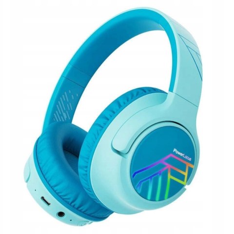 Słuchawki nauszne PowerLocus Bobo Cat bezprzewodowe niebieskie dla dzieci