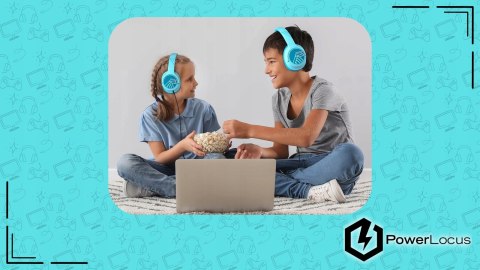 Słuchawki nauszne PowerLocus Bobo Cat bezprzewodowe niebieskie dla dzieci