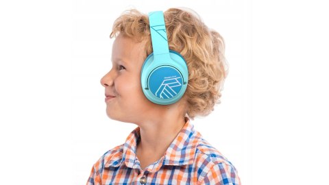Słuchawki nauszne PowerLocus Bobo Cat bezprzewodowe niebieskie dla dzieci