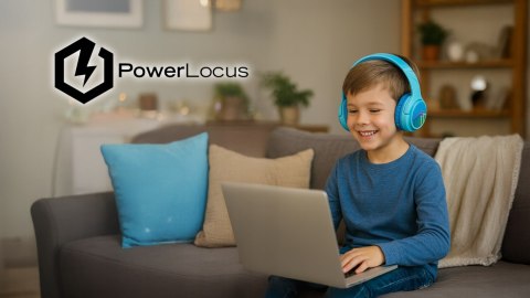 Słuchawki nauszne PowerLocus Bobo Cat bezprzewodowe niebieskie dla dzieci