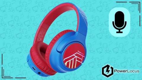 Słuchawki nauszne PowerLocus Bobo Cat bezprzewodowe niebieskie dla dzieci