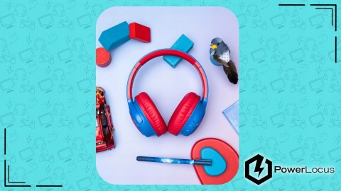 Słuchawki nauszne PowerLocus Bobo Cat bezprzewodowe niebieskie dla dzieci