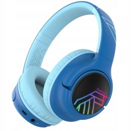 Słuchawki nauszne PowerLocus Bobo Cat bezprzewodowe niebieskie dla dzieci