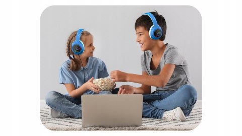 Słuchawki nauszne PowerLocus Bobo Cat bezprzewodowe niebieskie dla dzieci