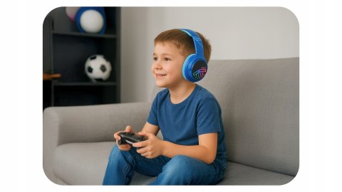 Słuchawki nauszne PowerLocus Bobo Cat bezprzewodowe niebieskie dla dzieci