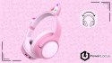 Słuchawki nauszne PowerLocus Bobo Cat bezprzewodowe różowe LED dla dzieci