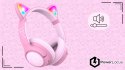Słuchawki nauszne PowerLocus Bobo Cat bezprzewodowe różowe LED dla dzieci