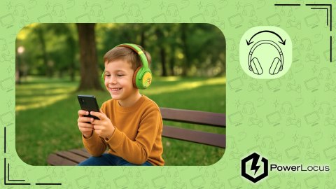 Słuchawki nauszne PowerLocus Bobo Cat bezprzewodowe zielone dla dzieci