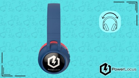 Słuchawki nauszne PowerLocus Buddy bezprzewodowe niebieskie LED dla dzieci