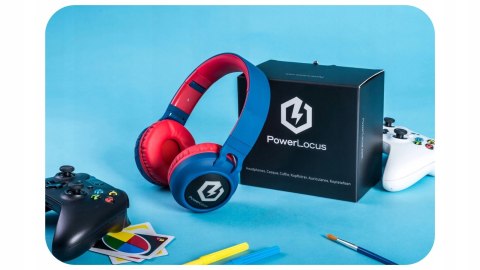 Słuchawki nauszne PowerLocus Buddy bezprzewodowe niebieskie LED dla dzieci
