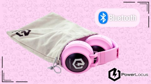 Słuchawki nauszne PowerLocus Buddy bezprzewodowe różowe LED dla dzieci