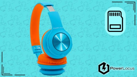 Słuchawki nauszne PowerLocus PLED bezprzewodowe błękitne LED dla dzieci