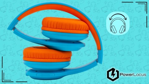 Słuchawki nauszne PowerLocus PLED bezprzewodowe błękitne LED dla dzieci