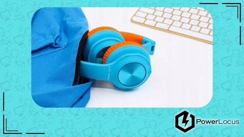 Słuchawki nauszne PowerLocus PLED bezprzewodowe błękitne LED dla dzieci