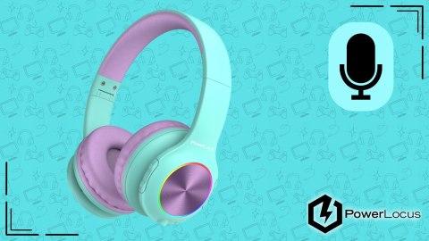 Słuchawki nauszne PowerLocus PLED bezprzewodowe błękitne LED dla dzieci